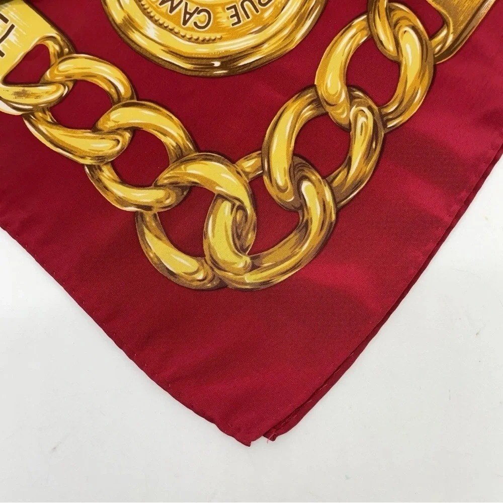 AUTHENTIC CHANEL LARGE GOLD CHAIN PATTERN SCARF